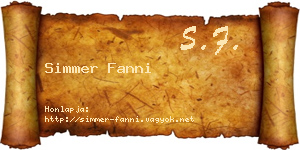 Simmer Fanni névjegykártya