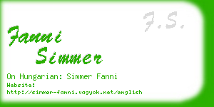 fanni simmer business card